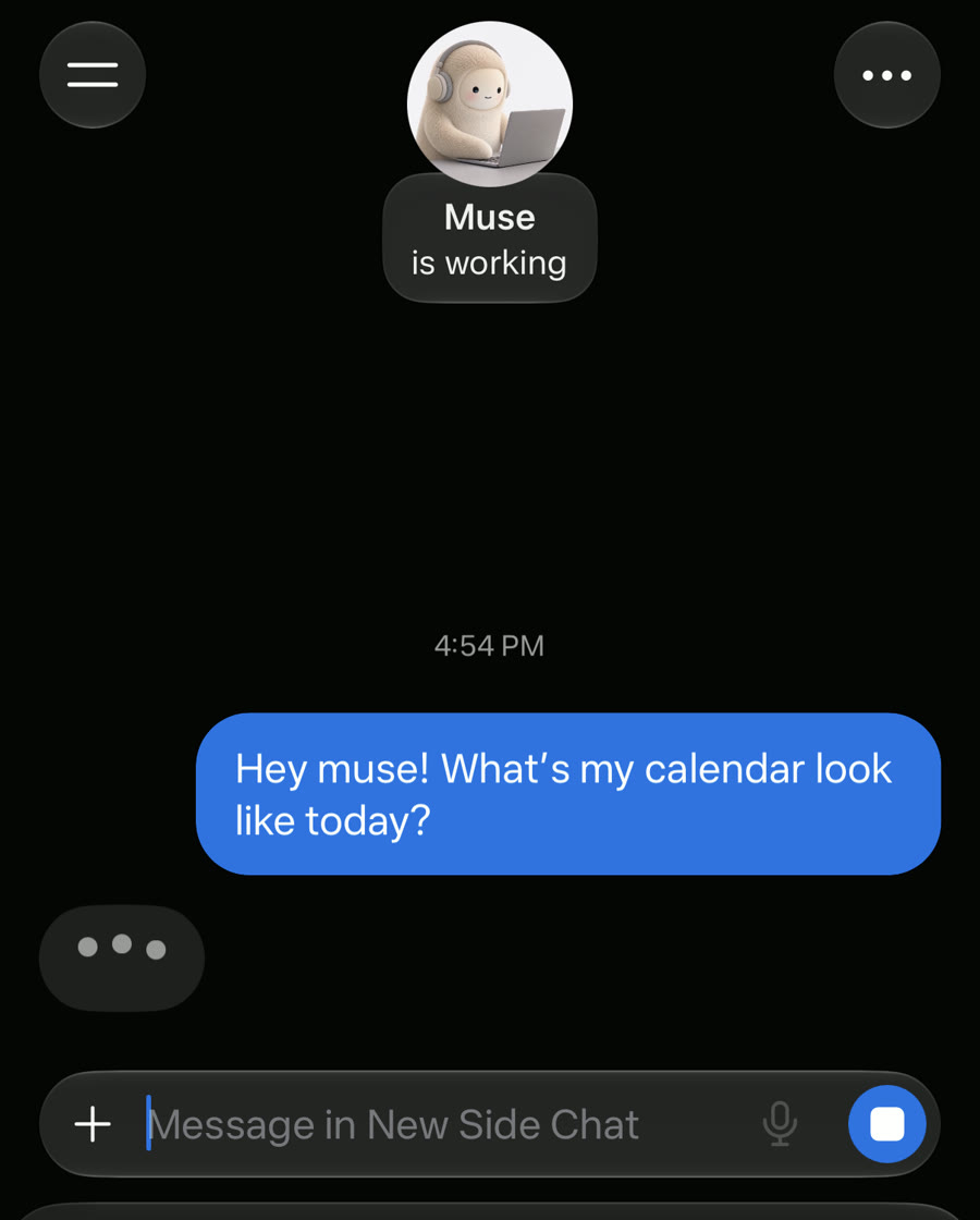 Asking Muse 'What's my calendar look like today?'