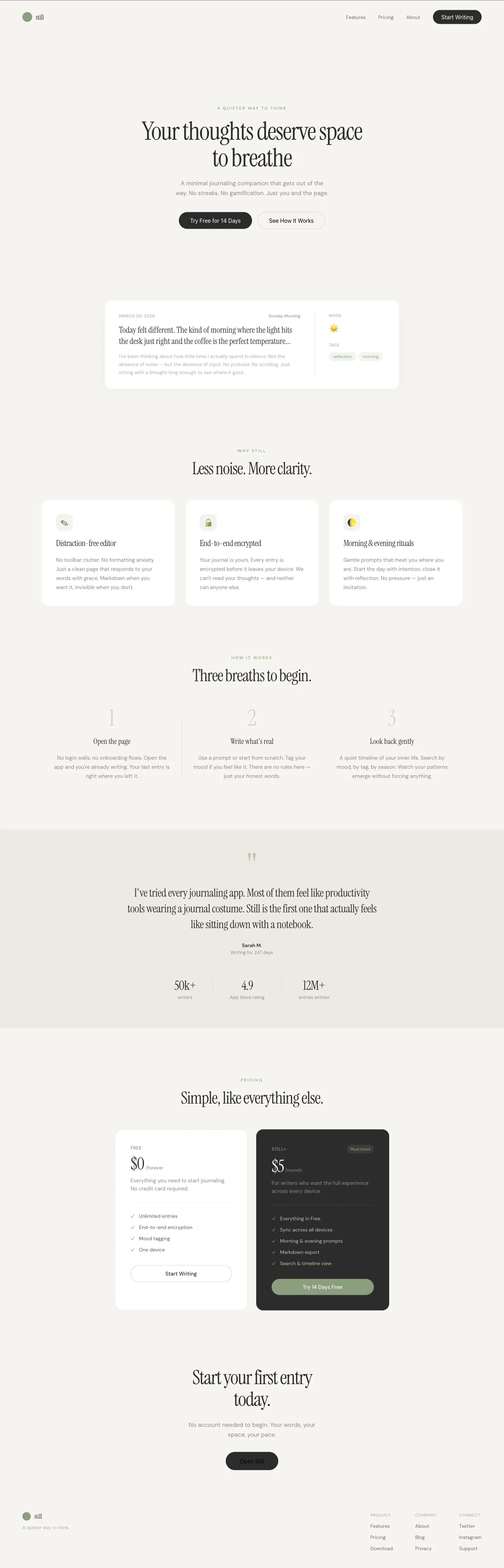Still — full expanded landing page with all 7 sections